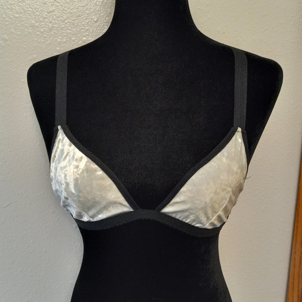 Dolls Kill Widow Lip Service Stretch Velvet Bikini Top Bralette